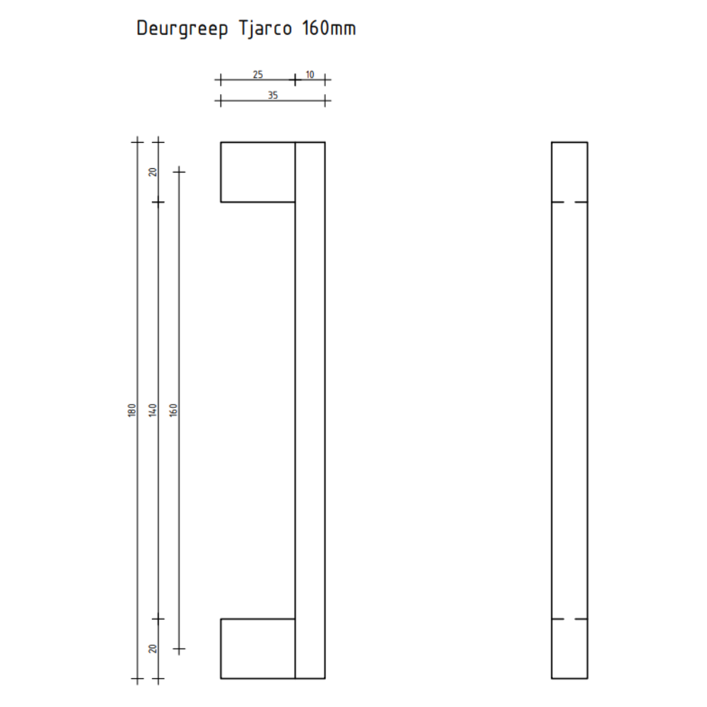 Griff Tjarco - Schwarz - 160 mm – Bild 3
